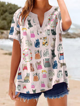 Chemise Femme Cat Art Print Lin